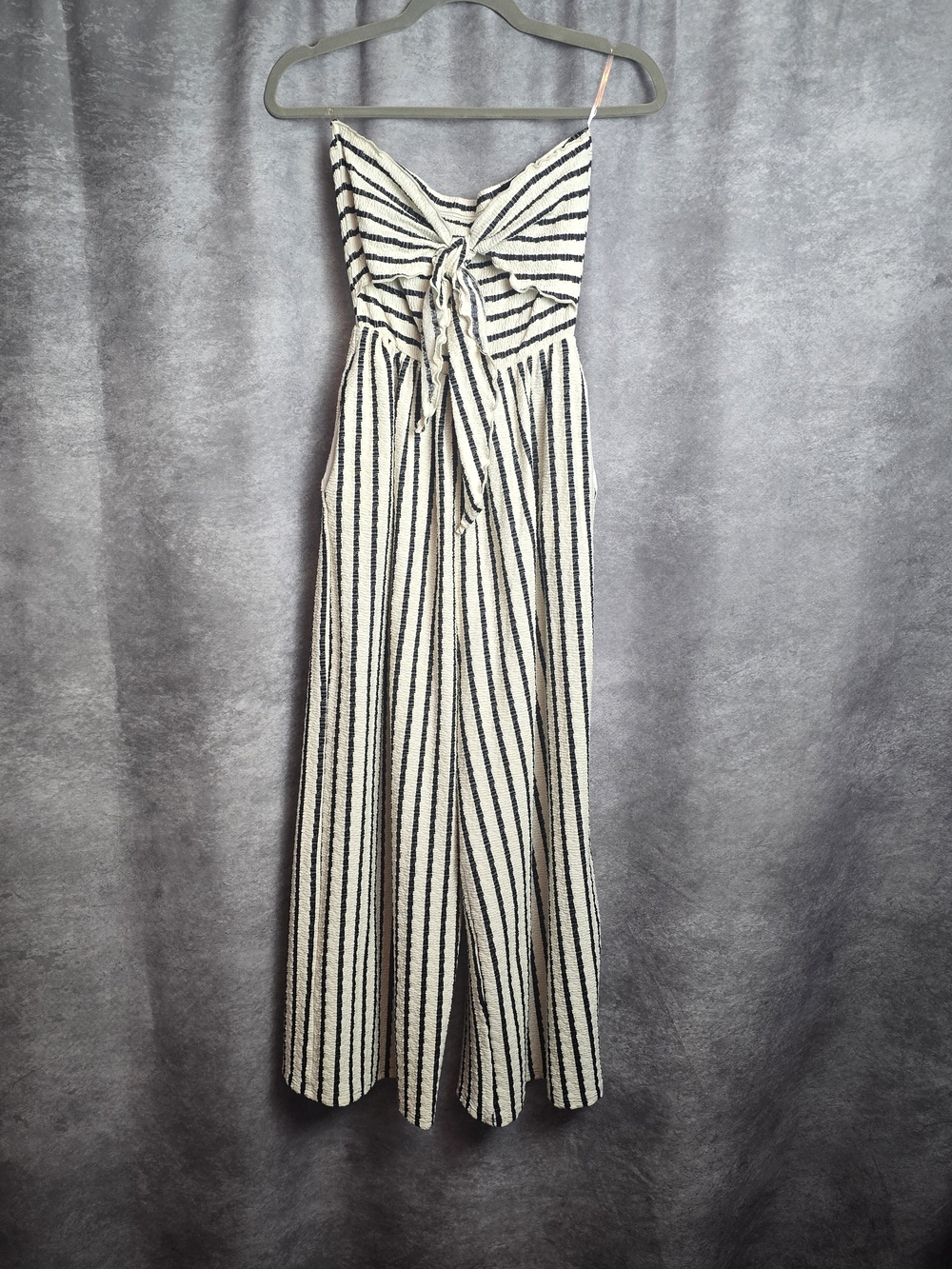 Women's Striped Jumpsuit in Cream & Black Like New